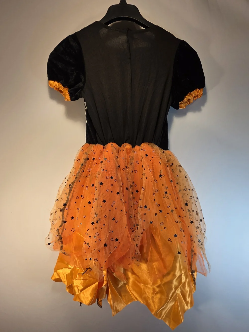 NEW Poshetion Witch Costume Cosplay LightUp Orange Dress Girls L 10/12 Broom Hat